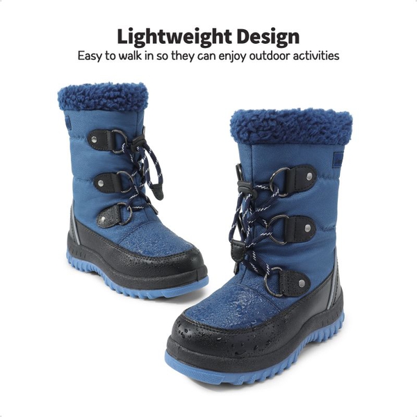 Kids Camouflage Slip Resistant Snow Boots - DARK BLUE - 1